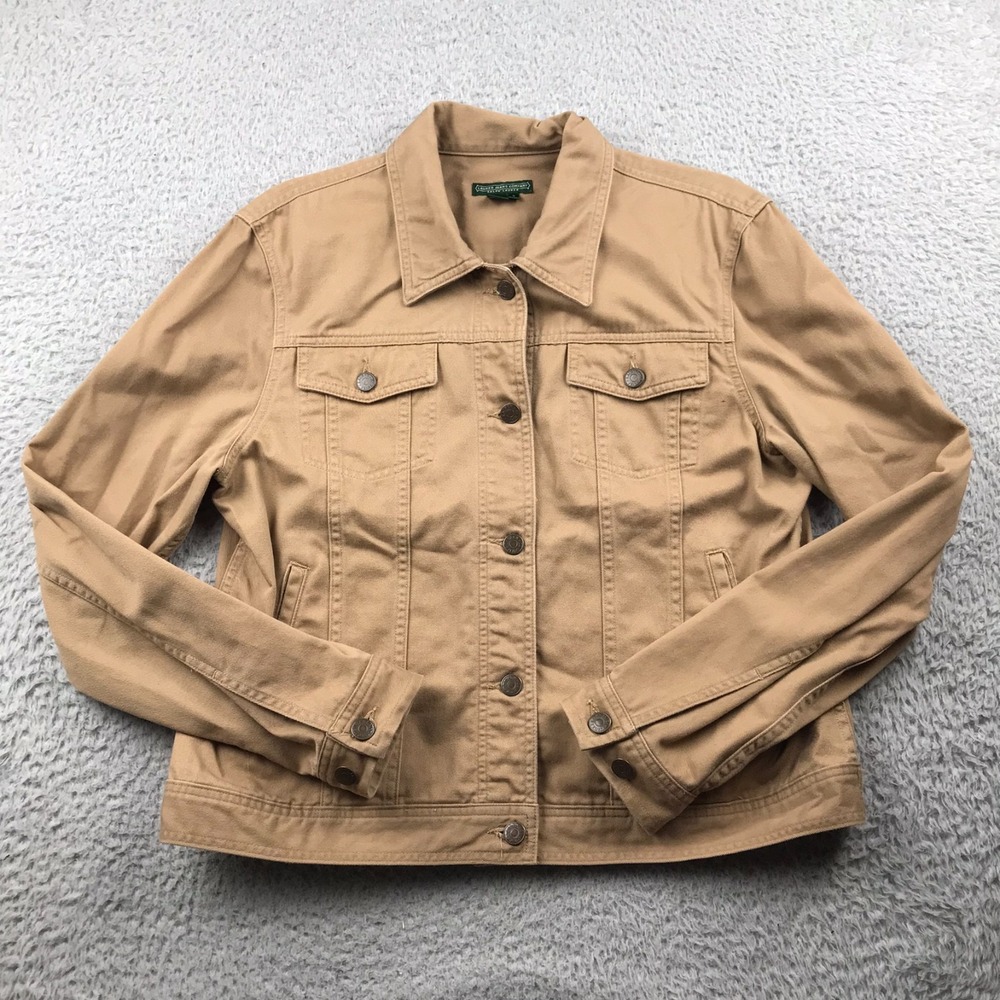 Ralph Lauren Jeans Co Trucker Jacket Womens L Brown Cotton Twill Denim Vintage